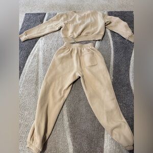 Tan Sweatshirt and Joggers Set